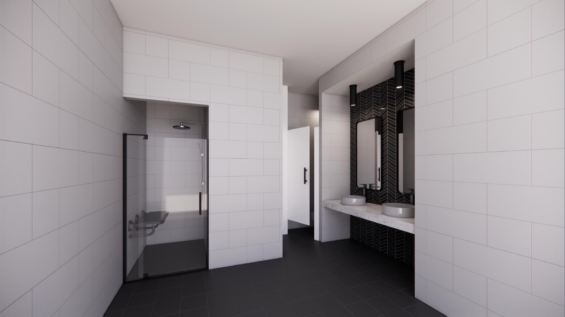 Render fotorrealista de baño — Miami-Dade