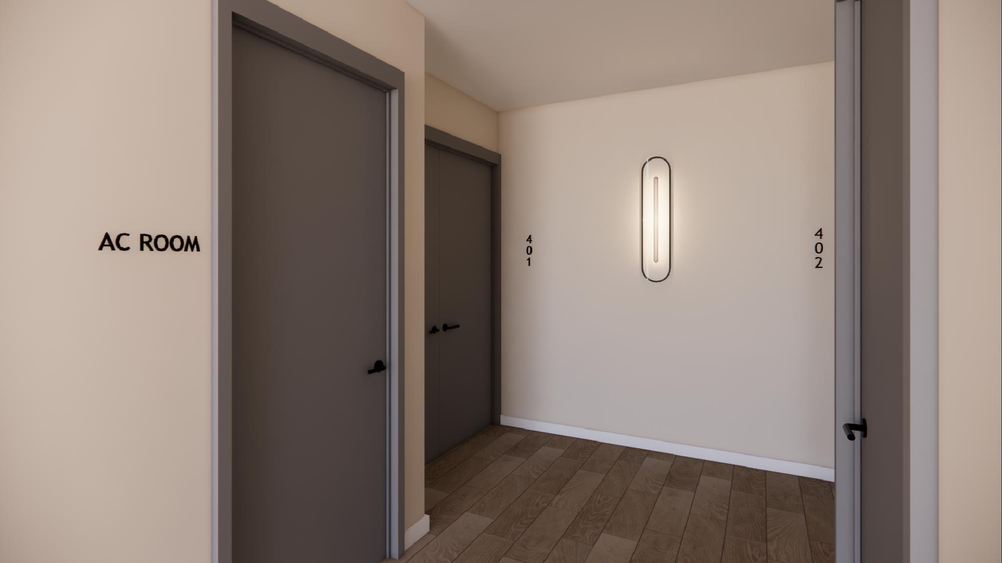 Render fotorrealista de corridor doble vista — Miami-Dade