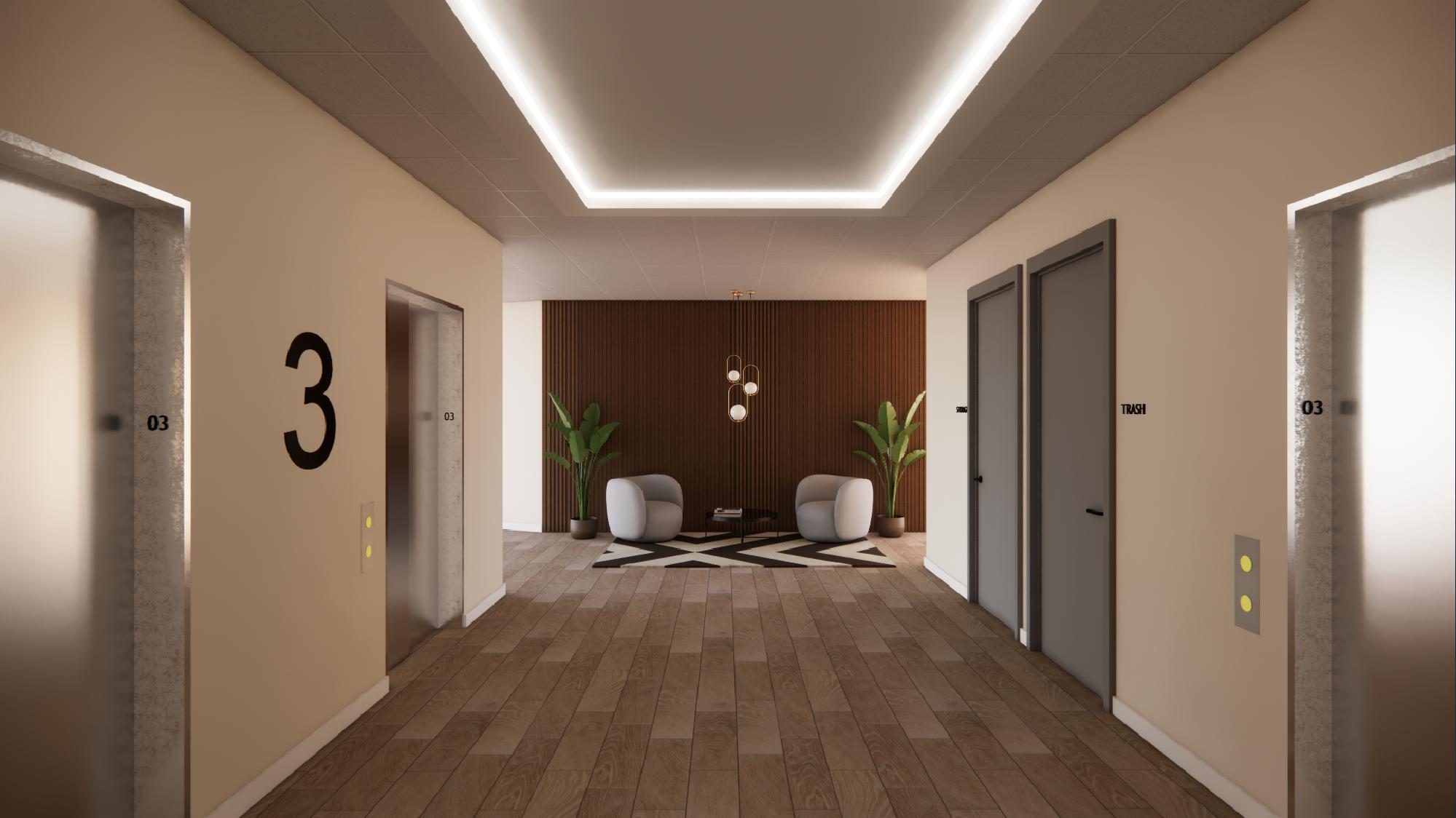 Render fotorrealista del lobby — Miami-Dade