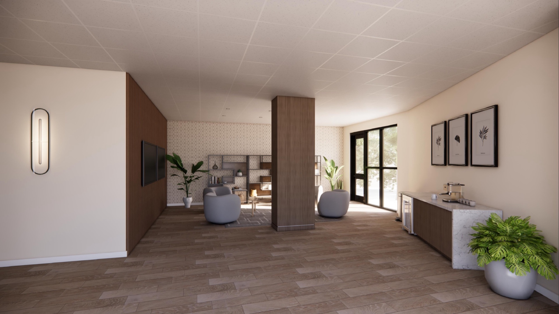 Render fotorrealista de cancha de tenis — Miami-Dade